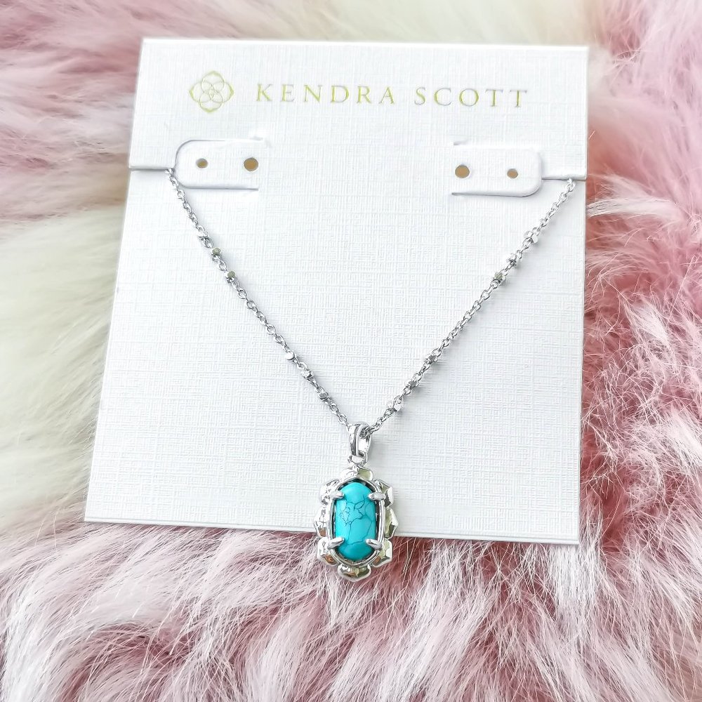 Kendra Scott Silver Piper Variegated Turquoise Magnesite Necklace